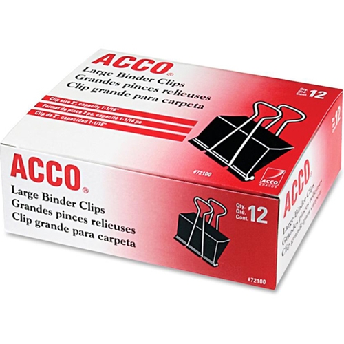  ACCO Binder Clips, Large, 2 Boxes, 12 Clips/Box (72102), Black  : Office Products