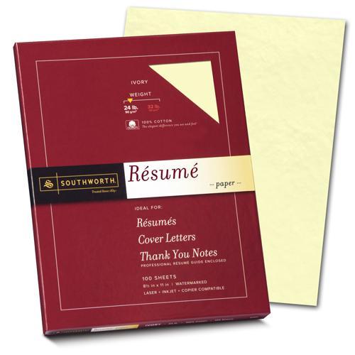 100% Cotton 24lb Ivory resume Paper (100 Sheets) 100 Count Off White