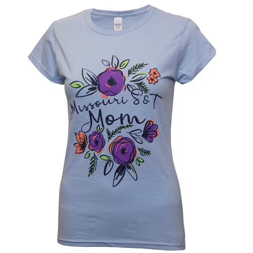 The S&T Store - Missouri S&T Mom Neon Floral Design Light Blue Womens ...